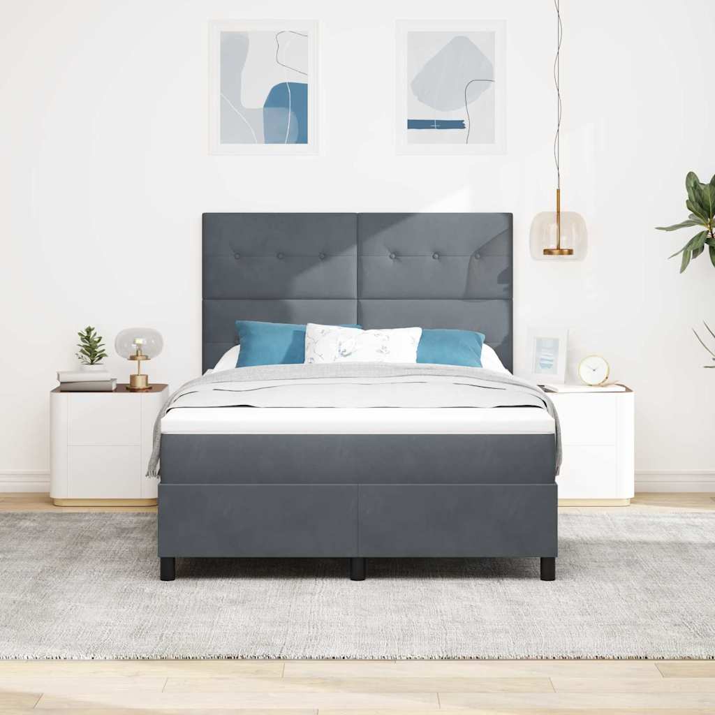 LED Box Spring Krevet Tamno siva 160 x 200 cm Baršun