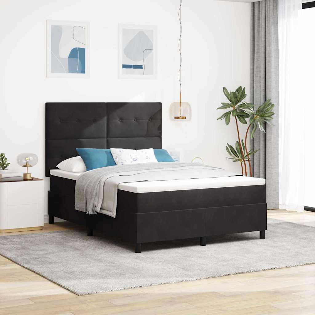 LED Box Spring Krevet s uzglavljem Crna 160 x 200 cm Baršun