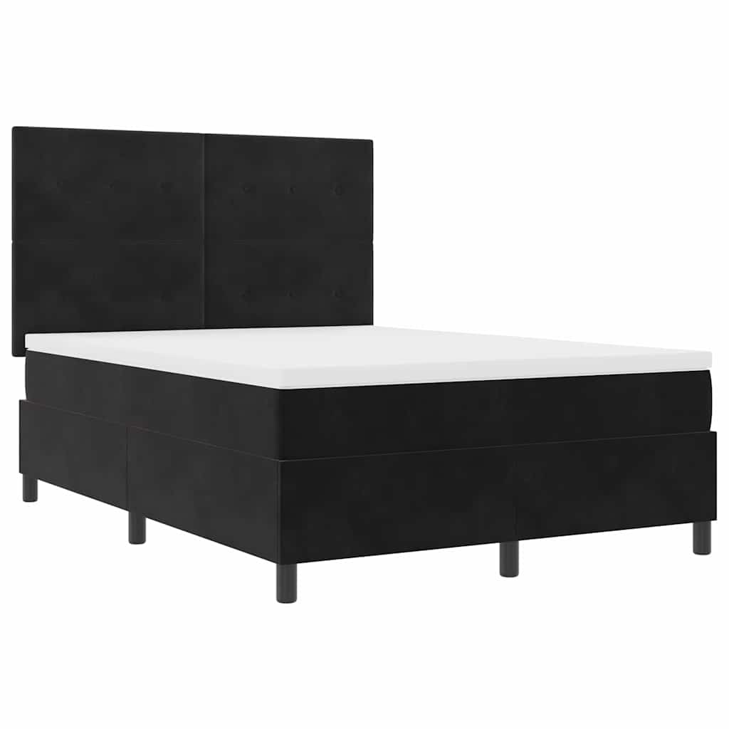 LED Box Spring Krevet s uzglavljem Crna 160 x 200 cm Baršun