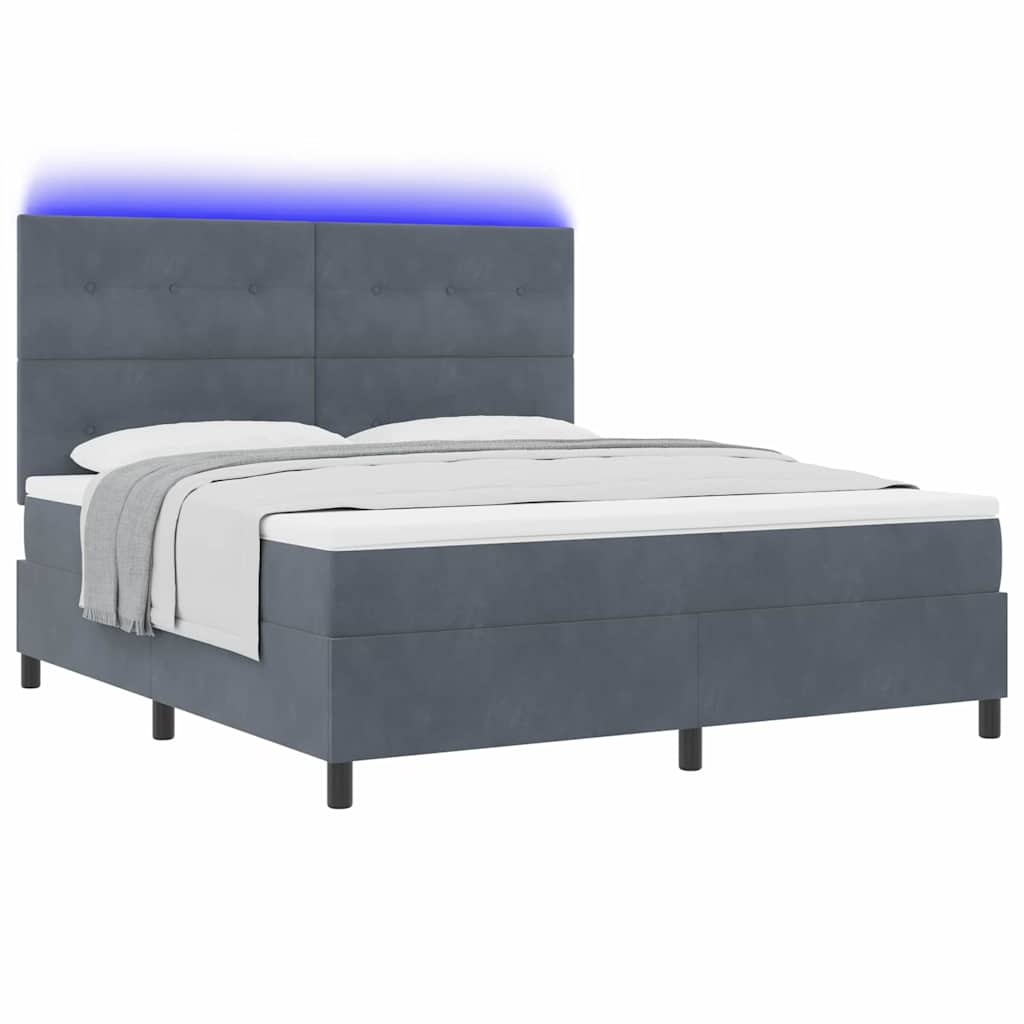 LED Box Spring Krevet Tamno siva 180 x 200 cm Baršun
