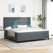 LED Box Spring Krevet Tamno siva 200 x 200 cm Baršun