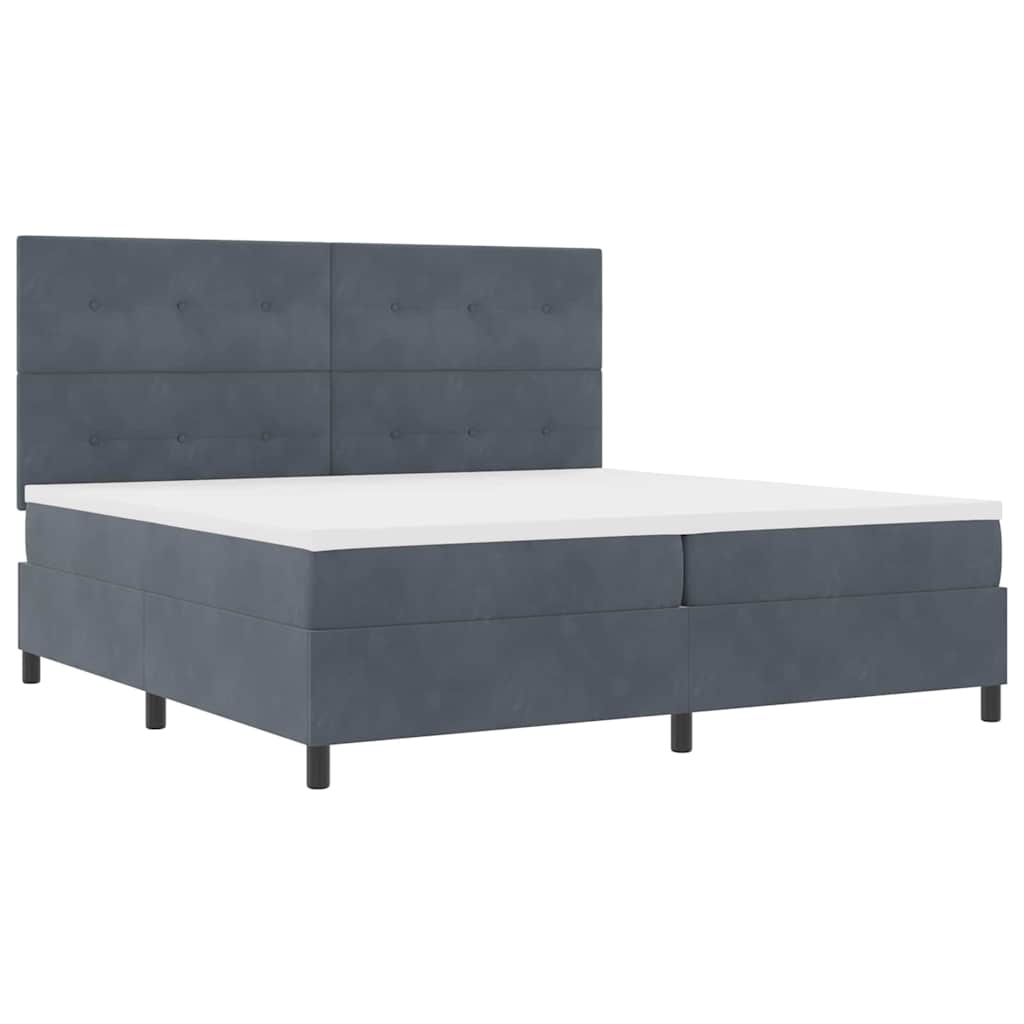 LED Box Spring Krevet Tamno siva 200 x 200 cm Baršun