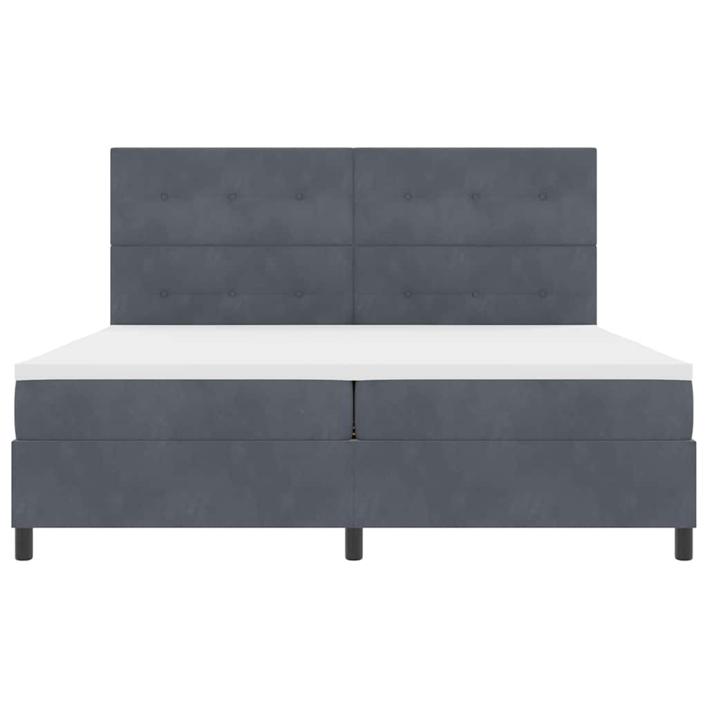 LED Box Spring Krevet Tamno siva 200 x 200 cm Baršun