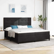 LED Box Spring Krevet s uzglavljem Crna 200 x 200 cm Baršun
