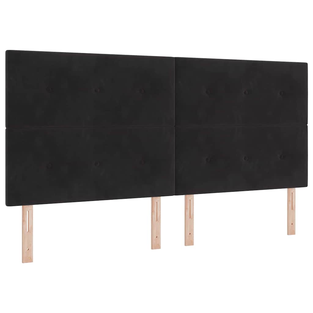 LED Box Spring Krevet s uzglavljem Crna 200 x 200 cm Baršun