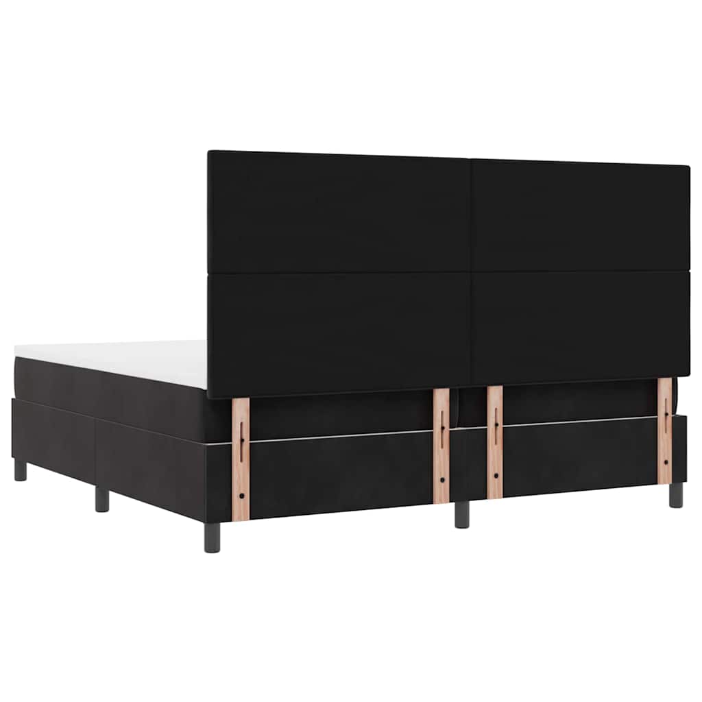 LED Box Spring Krevet s uzglavljem Crna 200 x 200 cm Baršun