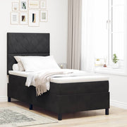 LED Box Spring Krevet s uzglavljem Crna 100 x 200 cm Baršun