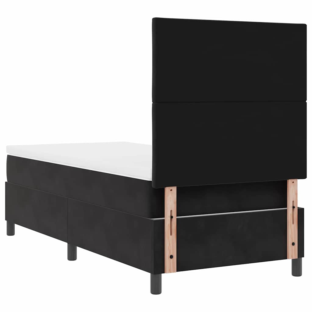 LED Box Spring Krevet s uzglavljem Crna 100 x 200 cm Baršun