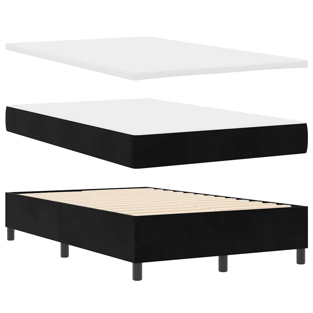 LED Box Spring Krevet s uzglavljem Crna 120 x 190 cm Baršun