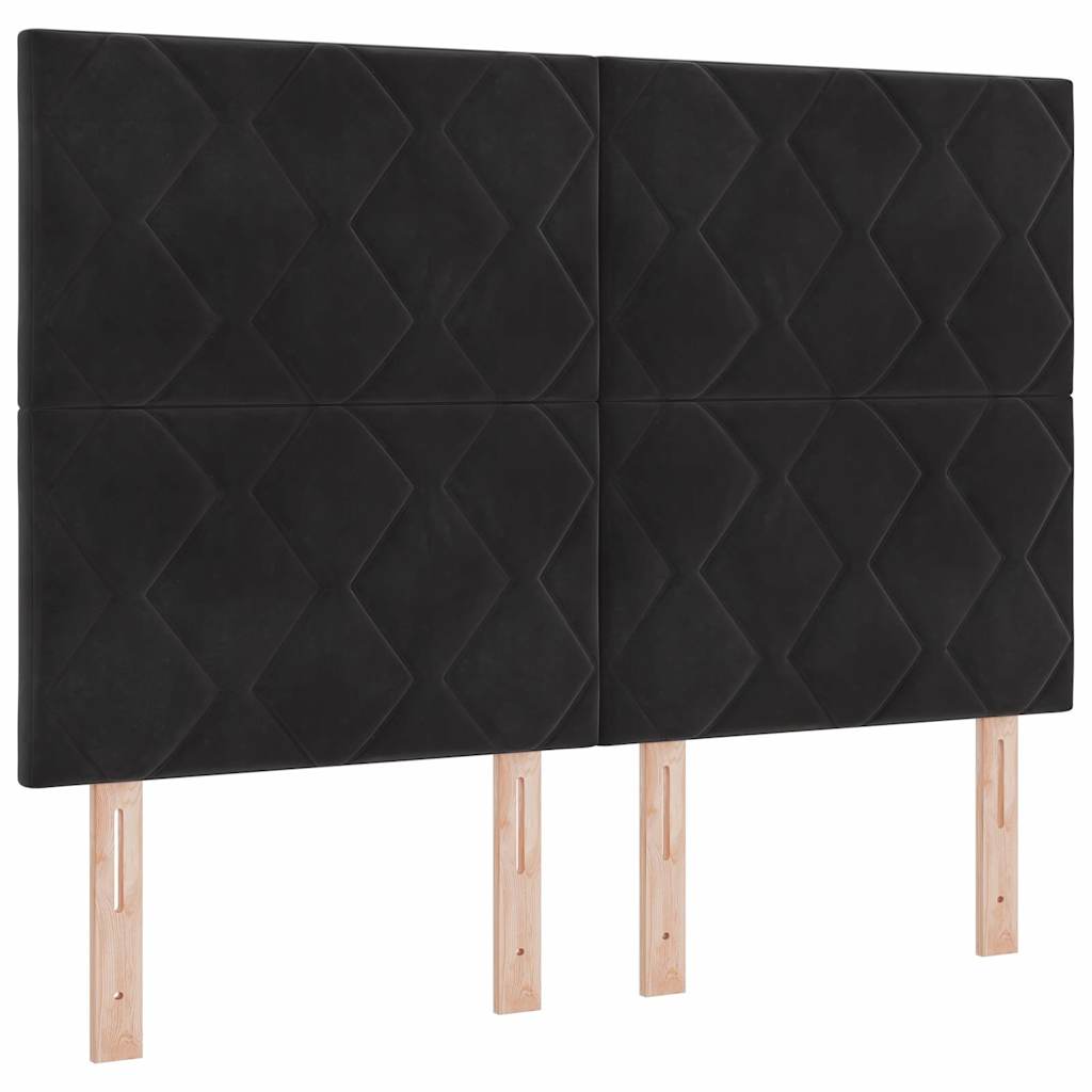LED Box Spring Krevet s uzglavljem Crna 140 x 200 cm Baršun