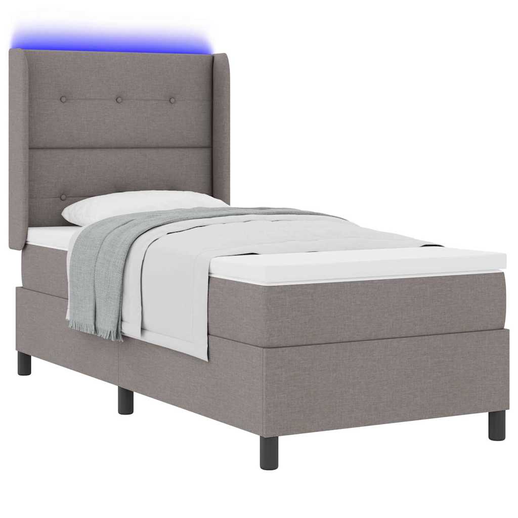 LED Box Spring Krevet s jastukom Sivo-smeđa 80 x 200 cm tkanina