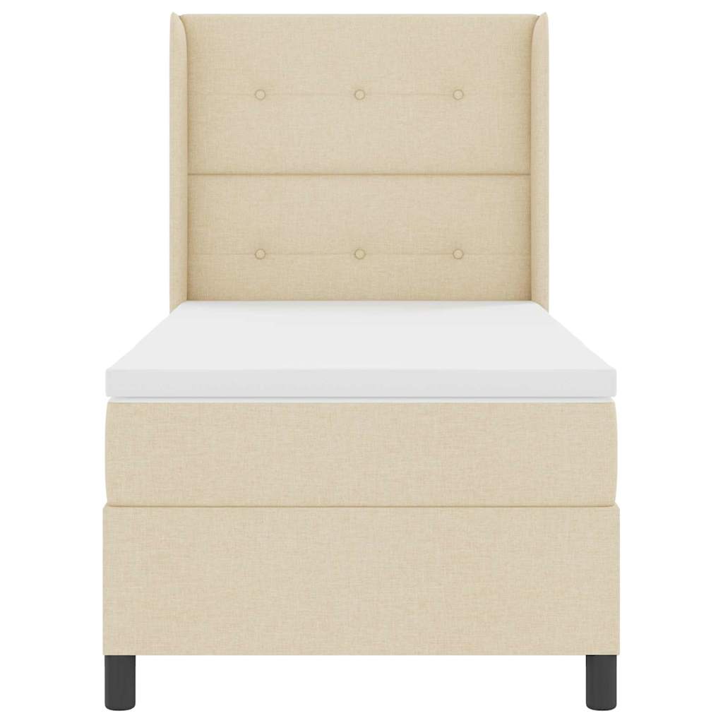 LED Box Spring Krevet s uzglavljem Krema 90 x 190 cm tkanina
