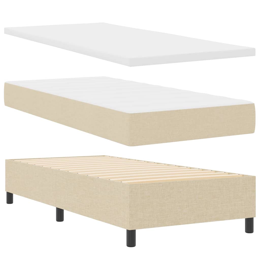 LED Box Spring Krevet s uzglavljem Krema 90 x 200 cm tkanina