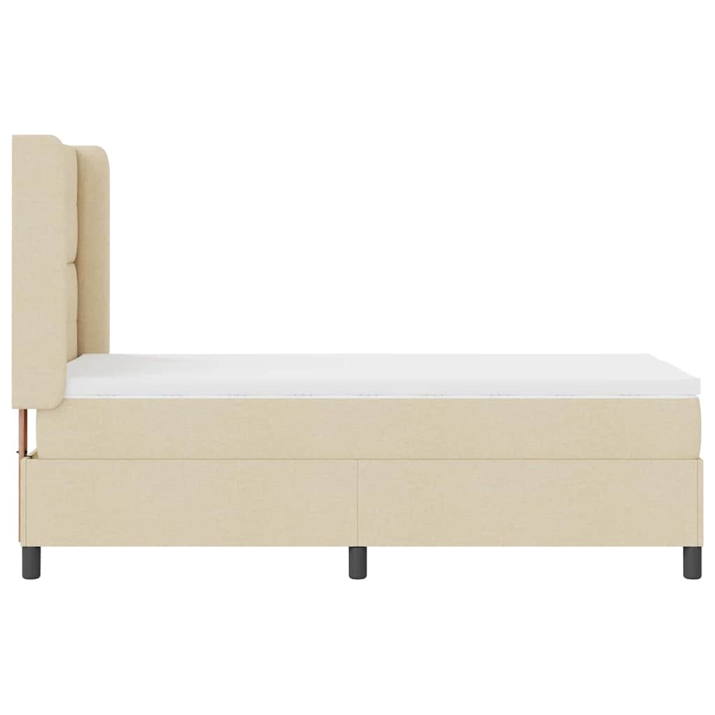 LED Box Spring Krevet s uzglavljem Krema 90 x 200 cm tkanina