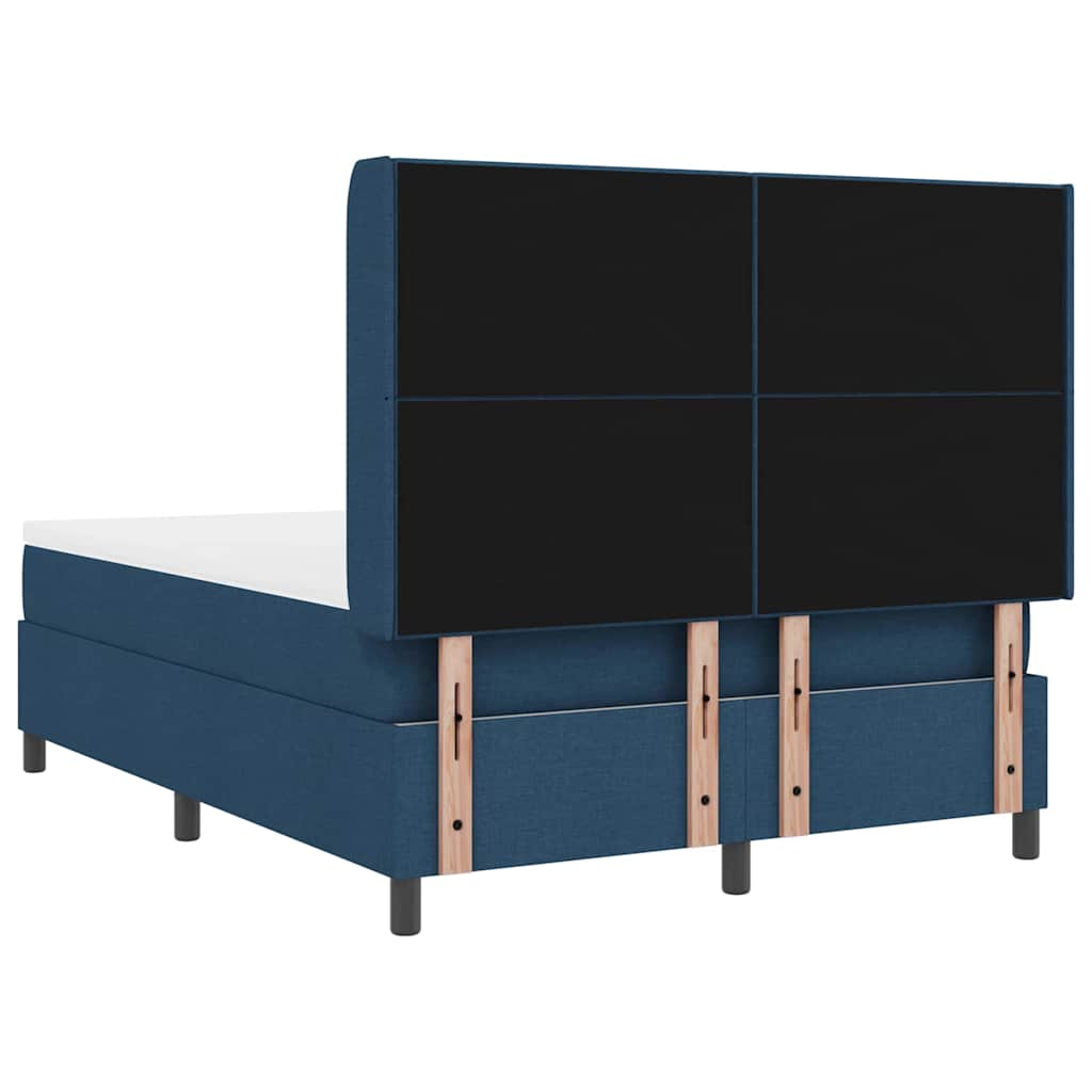 LED Box Spring Krevet s uzglavljem Plava 140 x 200 cm tkanina