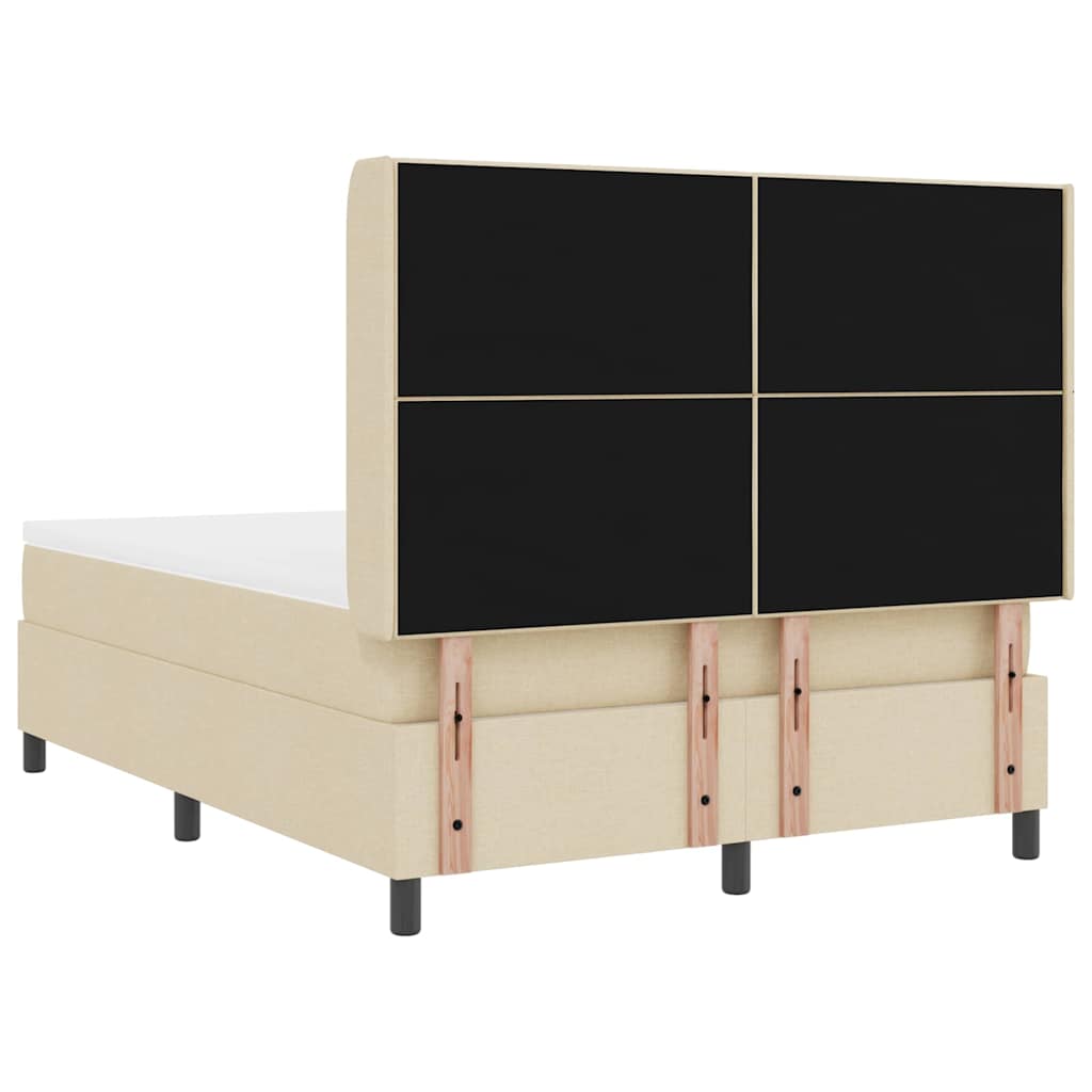 LED Box Spring Krevet s uzglavljem Krema 160 x 200 cm tkanina