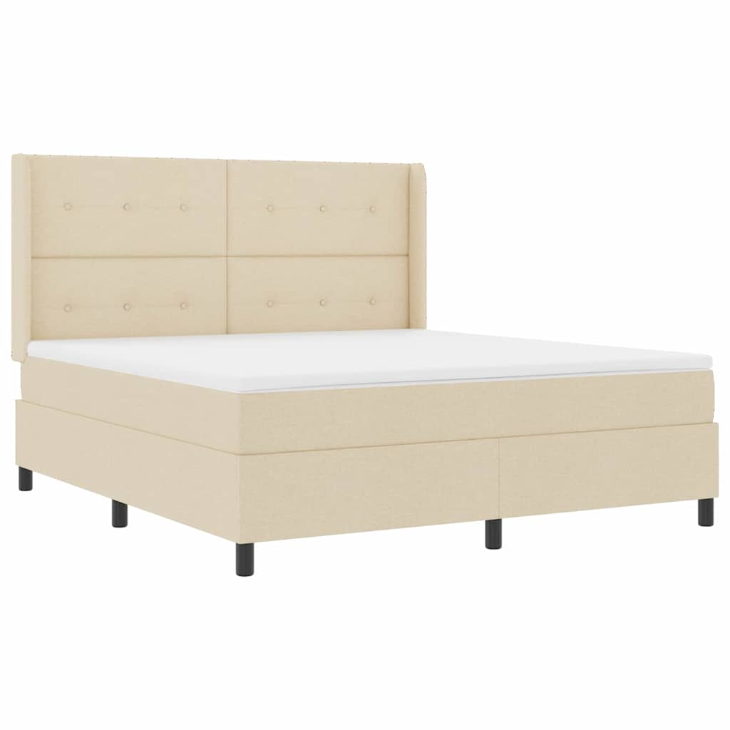 LED Box Spring Krevet s uzglavljem Krema 180 x 200 cm tkanina