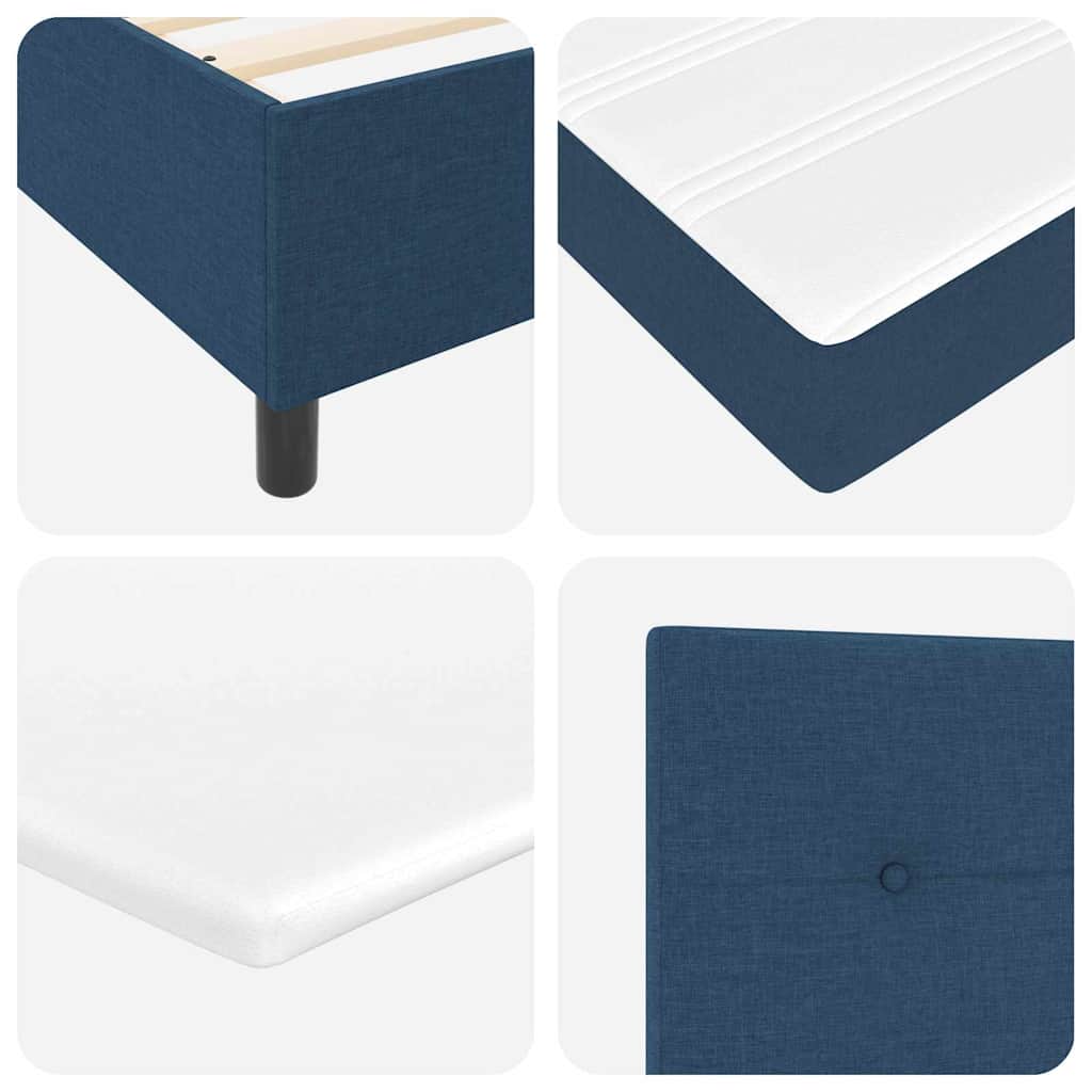 LED Box Spring Krevet s uzglavljem Plava 200 x 200 cm tkanina