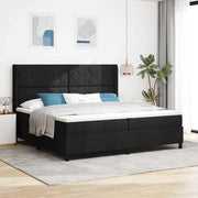 LED Box Spring Krevet s uzglavljem Crna 200 x 200 cm tkanina