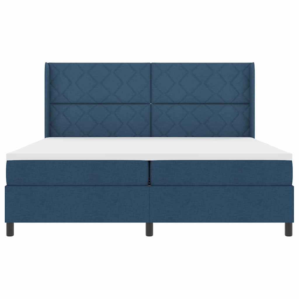 LED Box Spring Krevet s uzglavljem Plava 200 x 200 cm tkanina