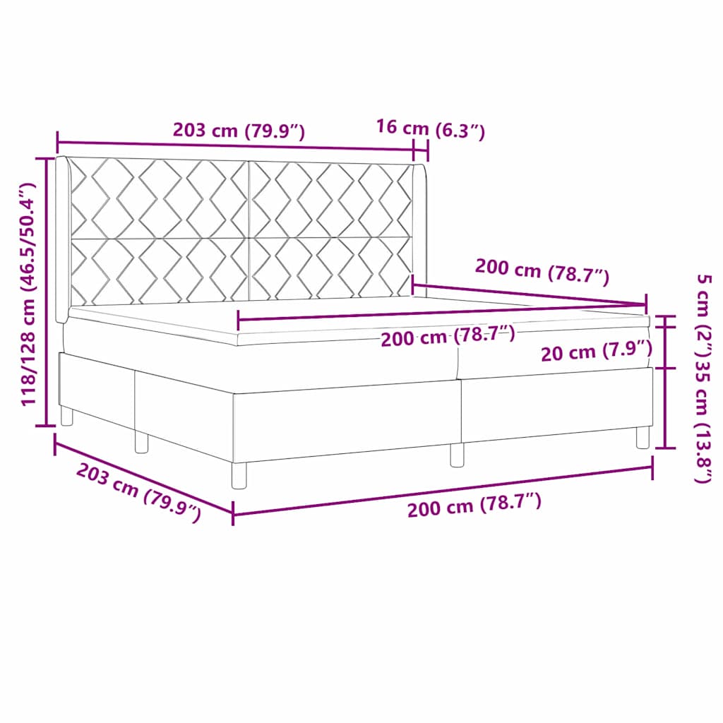 LED Box Spring Krevet s uzglavljem Plava 200 x 200 cm tkanina