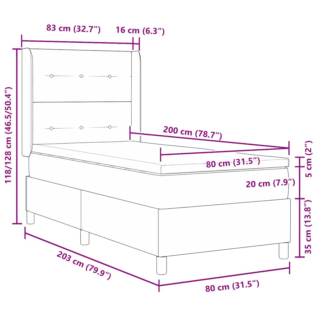 Krevet s opruga kutije s madracem Plava 80 x 200 cm Baršun