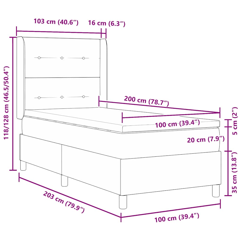 Krevet s opruga kutije s madracem Zelena 100 x 200 cm Baršun