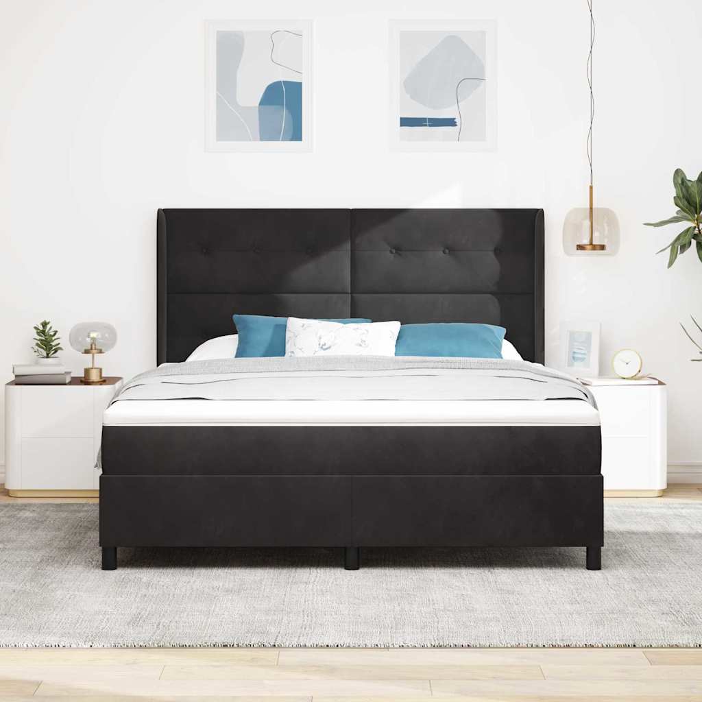 Krevet s opruga kutije s LED trakama Crna 180 x 200 cm Baršun