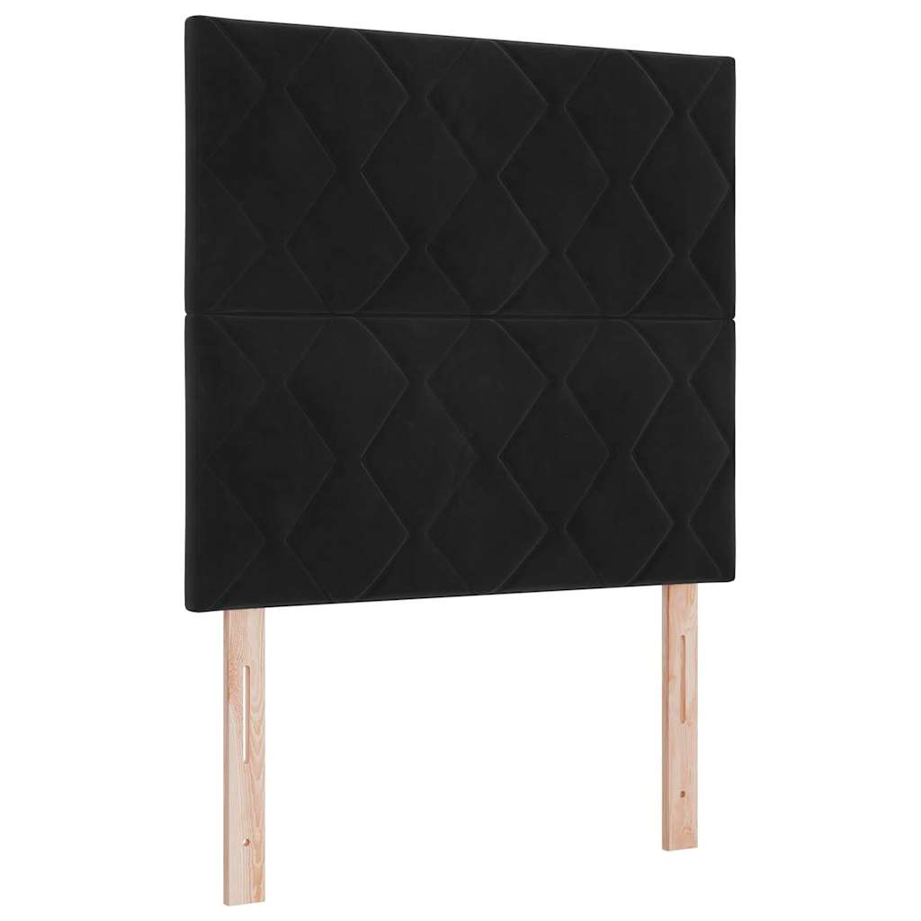 Krevet s opruga kutije s LED trakama Crna 100 x 200 cm Baršun