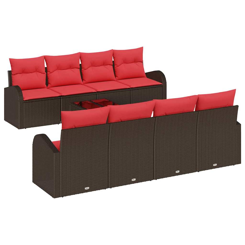 Set sofe s jastukom s pohranom 9 pcs Bež i Crvena poliratan