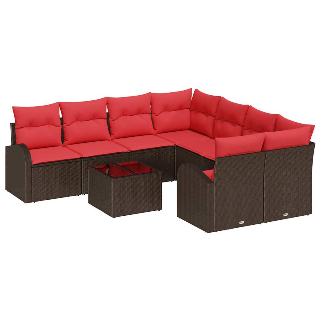 Set sofe s jastukom s pohranom 9 pcs Bež i Crvena poliratan