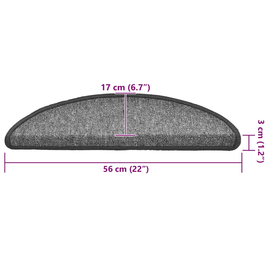 Prostirke za stepenice 30 kom 56x17x3 cm tamno sive poluokrugle