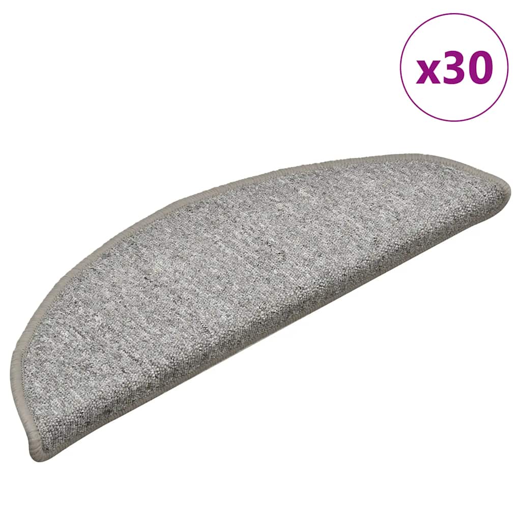 Prostirke za stepenice 30 kom 56x17x3 cm svijetlo sive poluokrugle