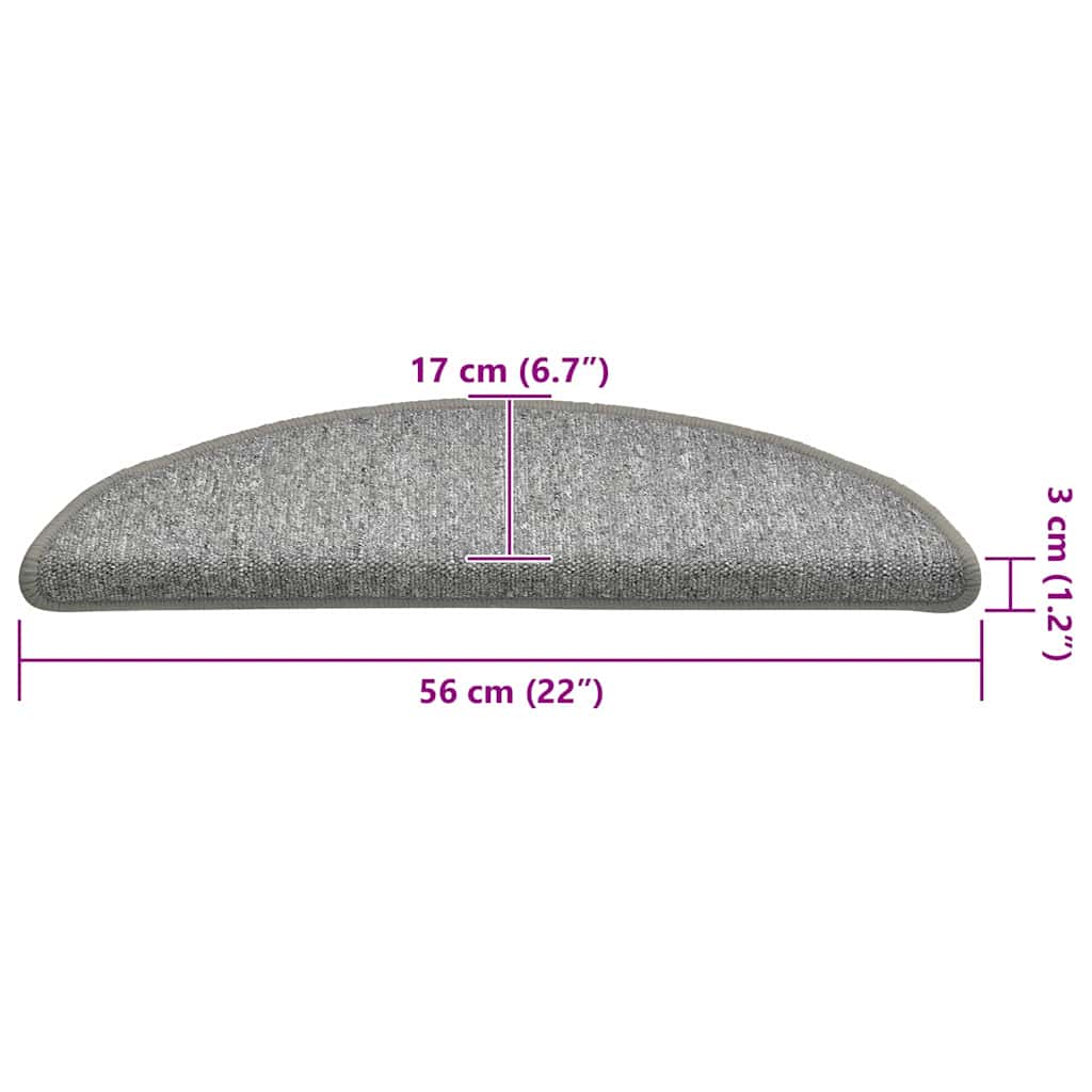 Prostirke za stepenice 30 kom 56x17x3 cm svijetlo sive poluokrugle