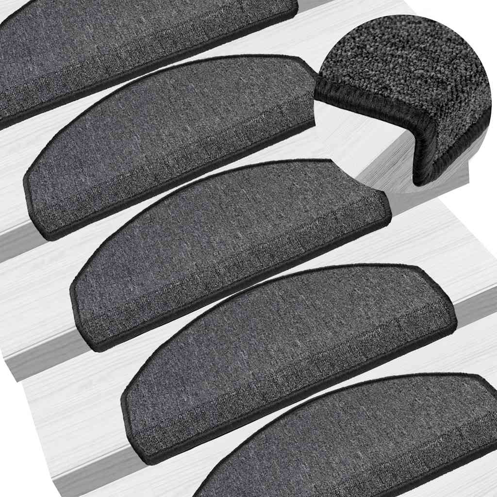 Prostirke za stepenice 30 kom 65x24x4 cm antracit poluokrugle velike