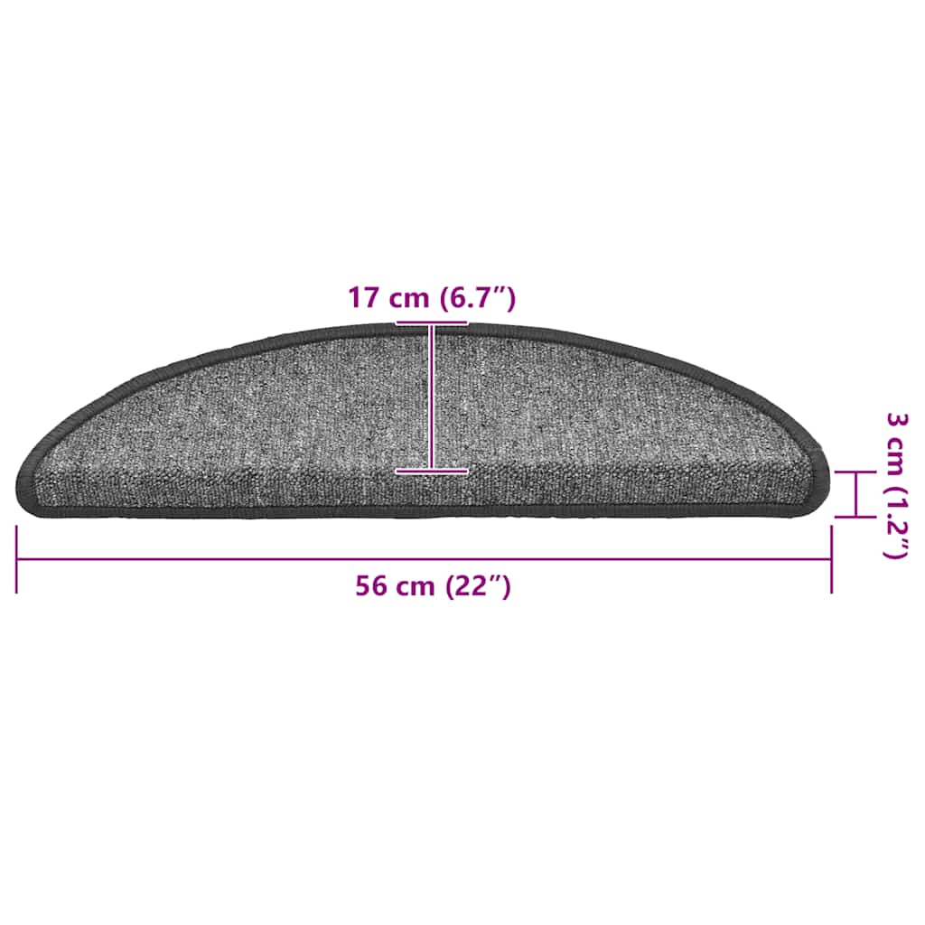 Prostirke za stepenice 20 kom 56x17x3 cm tamno sive poluokrugle