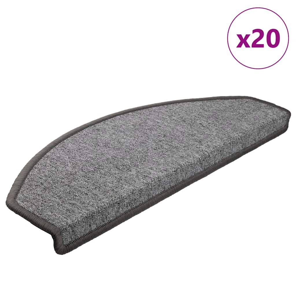 Prostirke za stepenice 20 kom 65x24x4 cm tamno sive poluokrugle velike