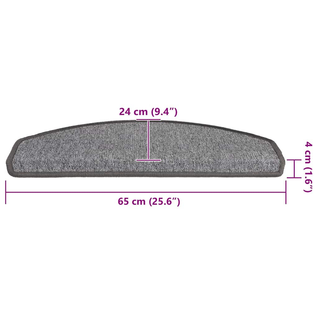 Prostirke za stepenice 20 kom 65x24x4 cm tamno sive poluokrugle velike