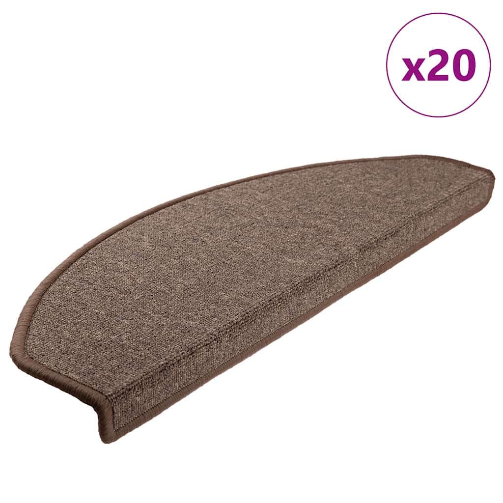 Prostirke za stepenice 20 kom 65x24x4 cm boje kave, poluokrugle, velike