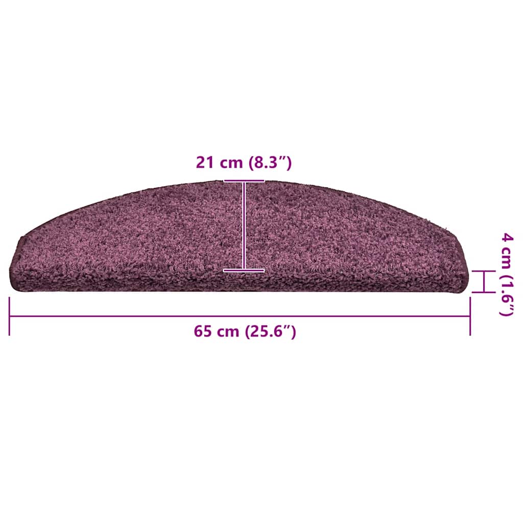 Prostirke za stepenice 30 kom 65x21x4 cm tamnoljubičaste poluokrugle velike