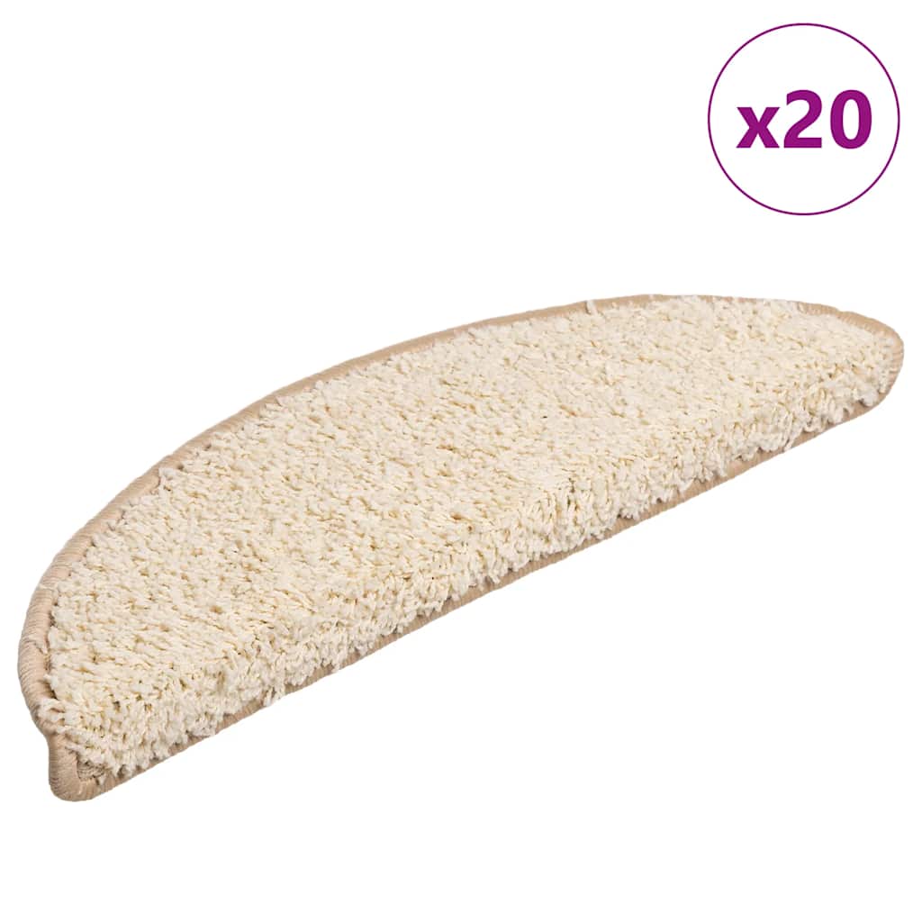 Prostirke za stepenice 20 kom 56x17x3 cm krem poluokrugle