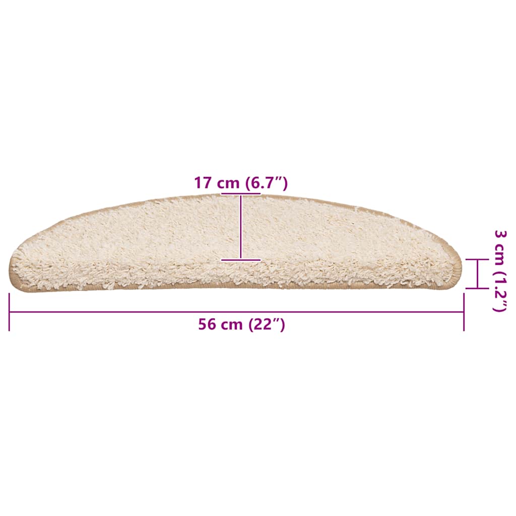 Prostirke za stepenice 20 kom 56x17x3 cm krem poluokrugle