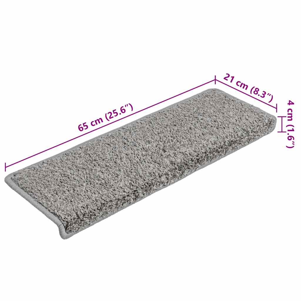 Prostirke za stepenice 20 kom 65x21x4 cm sive s pravokutnim rubom