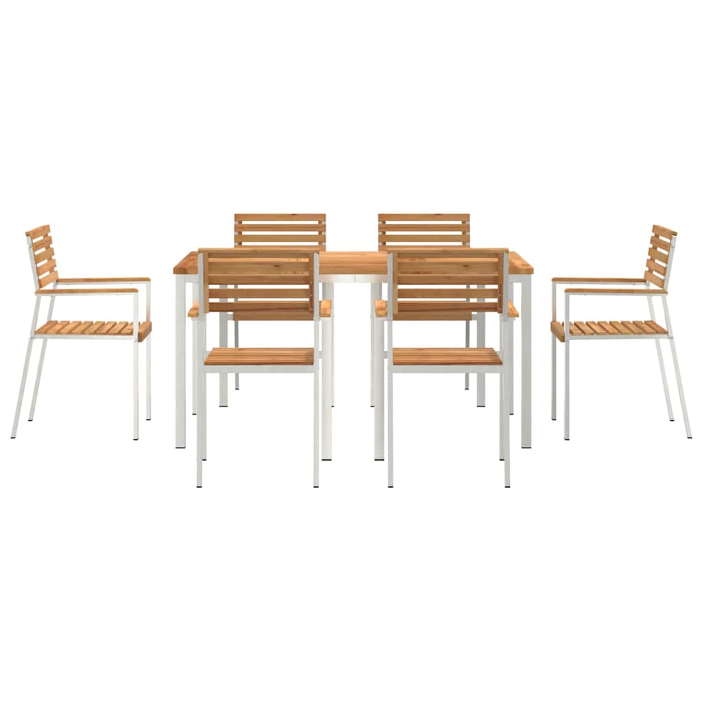 Vrtni set za objed 7 pcs Masivni teak drvo i nehrđajući čelik