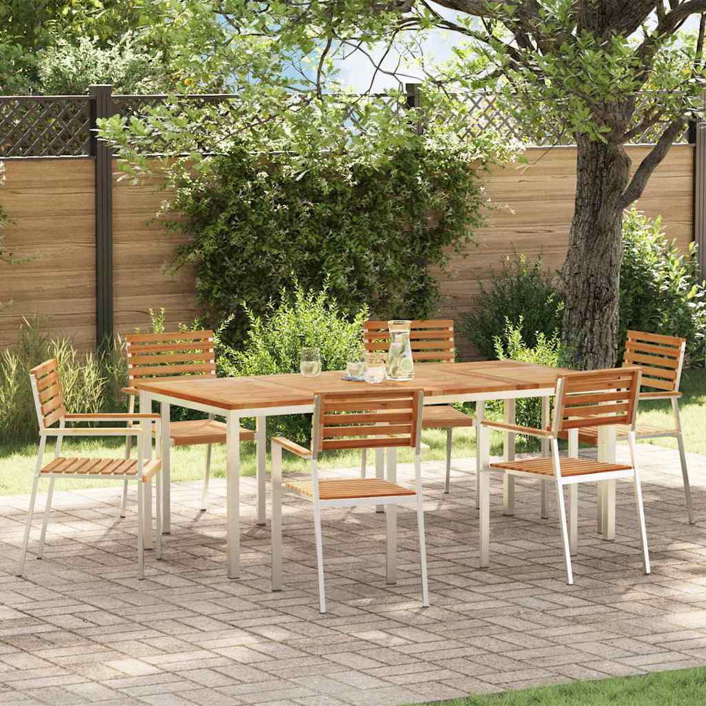 Vrtni set za objed 7 pcs Masivni teak drvo i nehrđajući čelik