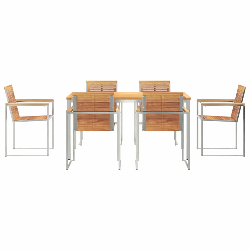 Vrtni set za objed 7 pcs Masivni teak drvo i nehrđajući čelik