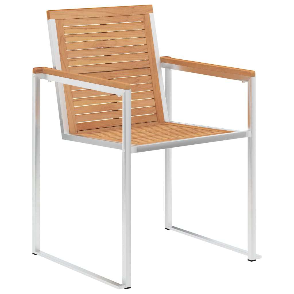 Vrtni set za objed 7 pcs Masivni teak drvo i nehrđajući čelik
