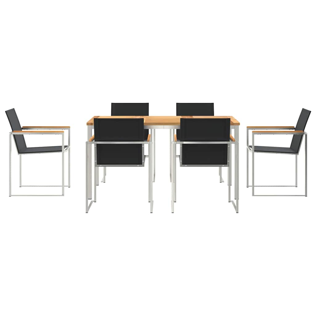 Vrtni set za objed 7 pcs Masivni teak drvo i nehrđajući čelik