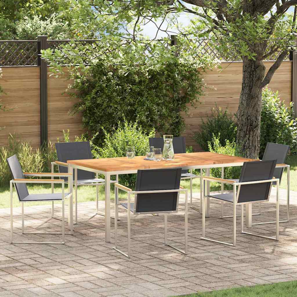 Vrtni set za objed 7 pcs Masivni teak drvo i nehrđajući čelik