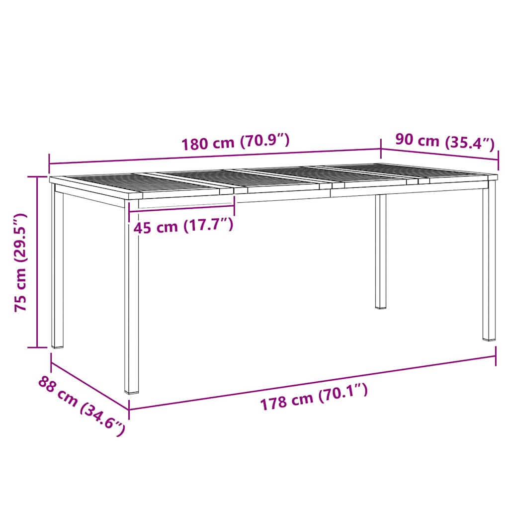 Vrtni set za objed 7 pcs Masivni teak drvo i nehrđajući čelik